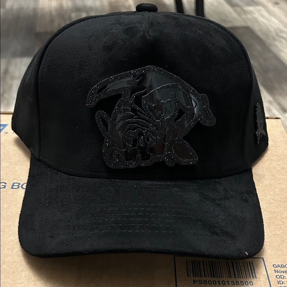 Black Cap with Bulldog Design